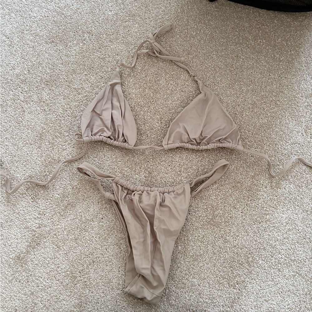 Beige Triangle Bikini Set